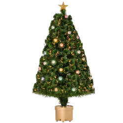 HOMCOM 4FT Prelit Artificial Christmas Tree Fiber Optic Holiday Home Decoration