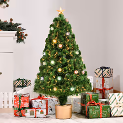 HOMCOM 4FT Prelit Artificial Christmas Tree Fiber Optic Holiday Home Decoration