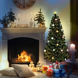 HOMCOM 5FT Prelit Artificial Christmas Tree Fiber Optic Holiday Home Decoration