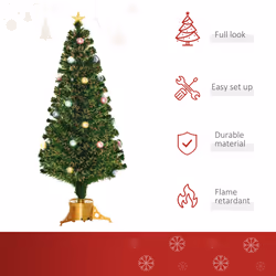 HOMCOM 5FT Prelit Artificial Christmas Tree Fiber Optic Holiday Home Decoration