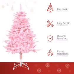 HOMCOM 4FT Artificial Christmas Tree w/ Automatic Open for Home Party Pink