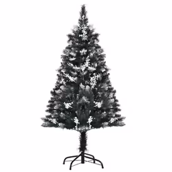 HOMCOM 4FT Artificial Snow-Dipped Christmas Tree Xmas Decor w/ Berries Stand