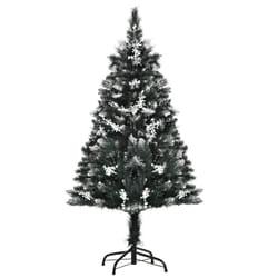 HOMCOM 4FT Artificial Snow-Dipped Christmas Tree Xmas Decor w/ Berries Stand