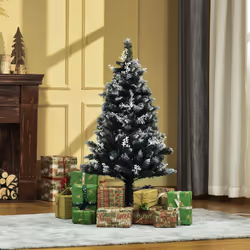 HOMCOM 4FT Artificial Snow-Dipped Christmas Tree Xmas Decor w/ Berries Stand