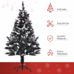 HOMCOM 4FT Artificial Snow-Dipped Christmas Tree Xmas Decor w/ Berries Stand