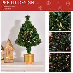 HOMCOM 2FT Prelit Artificial Christmas Tree Fiber Optic LED Light Decoration