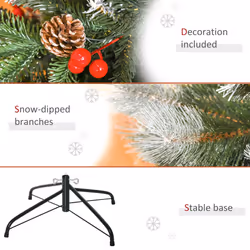 HOMCOM 5FT Artificial Snow Dipped Christmas Tree Xmas Holiday Pencil Tree Green - Additional view 5