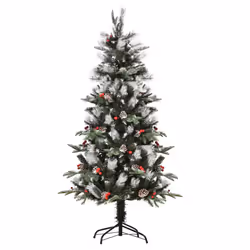 HOMCOM 5FT Artificial Snow Dipped Christmas Tree Xmas Holiday Pencil Tree Green - Additional view 8