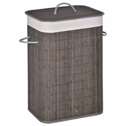 HOMCOM Collapsible Clothes Hamper with Lid Handles Removable Lining, Grey - Additional view 8