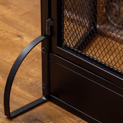 HOMCOM 3-Panel Folding Freestanding Fireplace Screen with Door Metal Mesh, Black - Additional view 6