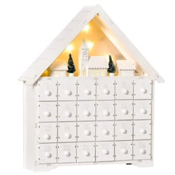 HOMCOM 24-Drawer Wooden Christmas Advent Calendar, Wooden Light-Up Decoration
