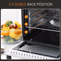 HOMCOM Mini Oven 16L Countertop Oven w/ Adjustable Temp Timer 1400W, Silver - Additional view 4