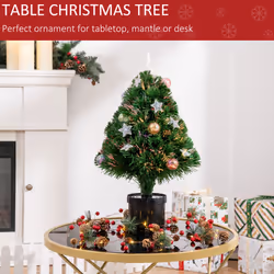 HOMCOM 2FT Pre-Lit Artificial Fibre Optic Christmas Xmas Tree Lights Decoration - Additional view 4