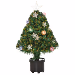 HOMCOM 2FT Pre-Lit Artificial Fibre Optic Christmas Xmas Tree Lights Decoration - Additional view 8