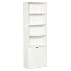 HOMCOM 2 Door 4 Shelves Bookcase Wooden Storage Cabinet White