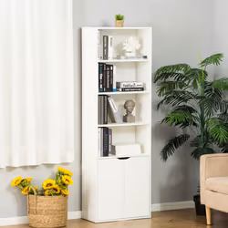 HOMCOM 2 Door 4 Shelves Bookcase Wooden Storage Cabinet White