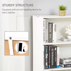HOMCOM 2 Door 4 Shelves Bookcase Wooden Storage Cabinet White - Additional view 4