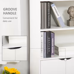 HOMCOM 2 Door 4 Shelves Bookcase Wooden Storage Cabinet White - Additional view 5