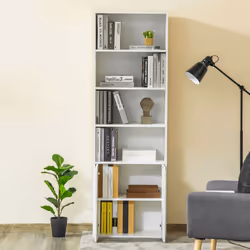 HOMCOM 2 Door 4 Shelves Bookcase Wooden Storage Cabinet White - Additional view 8
