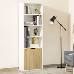 HOMCOM 2 Door 4 Shelves Bookcase Wooden Storage Cabinet Oak