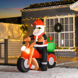 HOMCOM 5.5ft Light-Up Inflatable Santa Claus Riding a Bike Decoration for Lawn