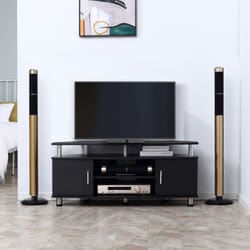 HOMCOM TV Unit Cabinet with Storage Shelves Entertainment Center Black