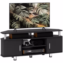 HOMCOM TV Unit Cabinet with Storage Shelves Entertainment Center Black - Additional view 8
