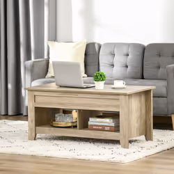 HOMCOM Lift Top Coffee Table w/  Hidden Storage Compartment & Shelves - Additional view 5