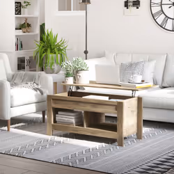 HOMCOM Lift Top Coffee Table w/  Hidden Storage Compartment & Shelves - Additional view 8