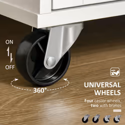 HOMCOM Modern Rolling Storage Kitchen Island with Adjustable shelves-White