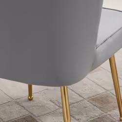 HOMCOM Velvet-Feel Shell Accent Chair Home Bedroom Lounge Metal Legs Grey