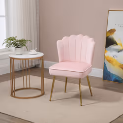 HOMCOM Velvet-Feel Shell Luxe Accent Chair Home Bedroom Lounge Metal Legs Pink