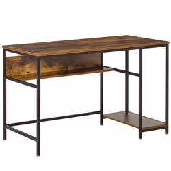 HOMCOM Home Office Computer Writing Desk Study Workstation w/ Storage, Brown
