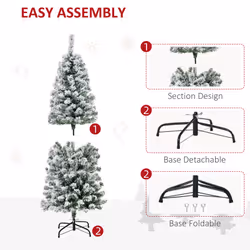 HOMCOM 5FT Prelit Snow Flocked Christmas Tree w/ Light, Xmas Decoration Green - Additional view 4