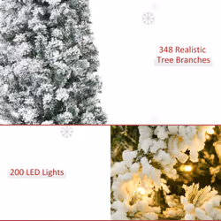 HOMCOM 5FT Prelit Snow Flocked Christmas Tree w/ Light, Xmas Decoration Green - Additional view 5