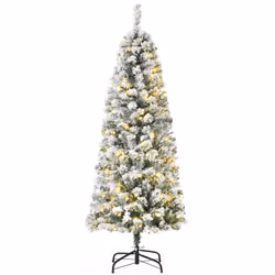 HOMCOM 5FT Prelit Snow Flocked Christmas Tree w/ Light, Xmas Decoration Green - Additional view 8