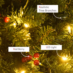 HOMCOM 5FT Prelit Pencil Christmas Tree w/ LED Light, Berry, Xmas Decoration - Additional view 6