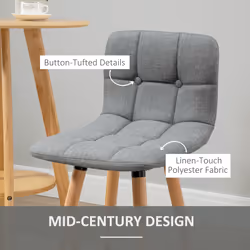 HOMCOM Bar stool Set of 2 Armless Button-Tufted Counter Height Bar Chairs Grey