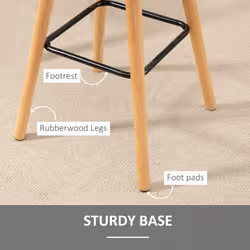 HOMCOM Bar stool Set of 2 Armless Button-Tufted Counter Height Bar Chairs Grey - Additional view 4