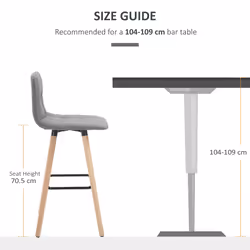 HOMCOM Bar stool Set of 2 Armless Button-Tufted Counter Height Bar Chairs Grey - Additional view 5
