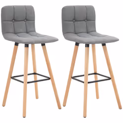 HOMCOM Bar stool Set of 2 Armless Button-Tufted Counter Height Bar Chairs Grey - Additional view 8