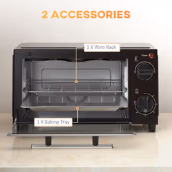 HOMCOM Mini Oven 9L Countertop Toaster Oven with Timer Control 750W Black - Additional view 4