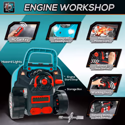 HOMCOM Kids Truck Engine Toy Set w/ Horn, Light, Car Key, for Ages 3-5 Years
