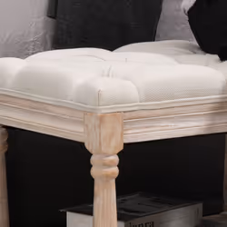 HOMCOM 2-Tier Bed End Bench, Vintage Stool Button Tufted Window Cream - Additional view 7