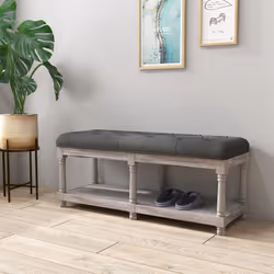 HOMCOM 2-Tier Bed End Bench, Vintage Stool Button Tufted Window Seat, Grey