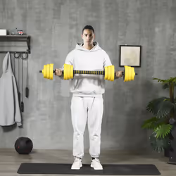 HOMCOM 30KG Barbell & Dumbbell Set Fitness Exercise Home Gym Plate Bar Clamp Rod