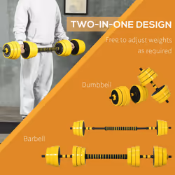 HOMCOM 30KG Barbell & Dumbbell Set Fitness Exercise Home Gym Plate Bar Clamp Rod