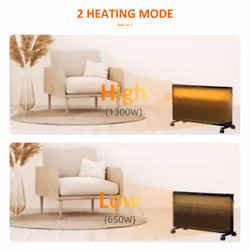 HOMCOM Convector Radiator Heater w/ Adjustable Thermostat  Safety Cut-Off, Black - Additional view 7