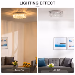 HOMCOM Crystal Ceiling Light Modern Chandeliers for Living Room Bedroom Silver - Additional view 4