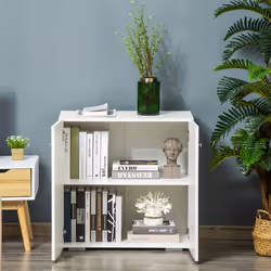 HOMCOM Freestanding Storage Cabinet w/ Two Shelves Wooden Sideboard - White - Additional view 5